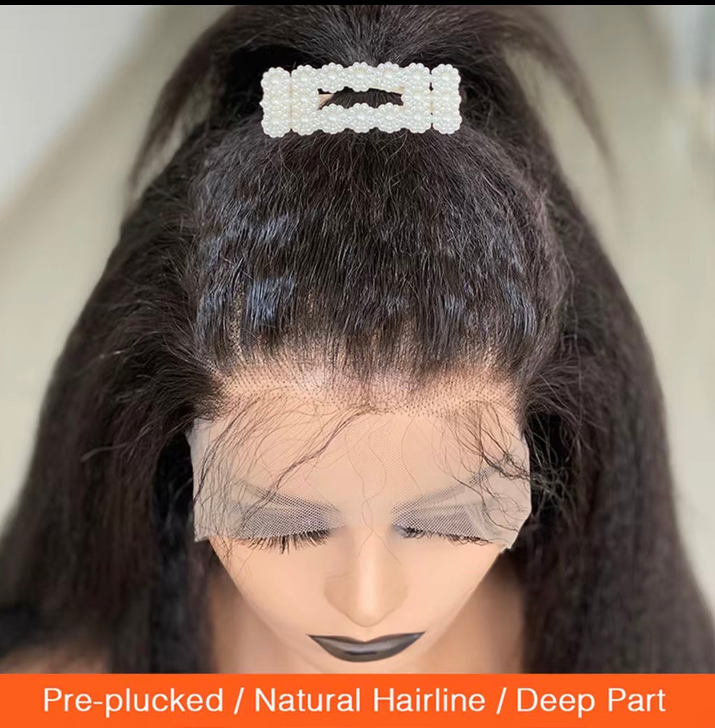 13x4 Kinky Straight Lace Front Wigs Human Hair For Women Yaki Straight Lace Front Wig Remy Hair Brazilian Virgin Human Hair Wigs,22 inch