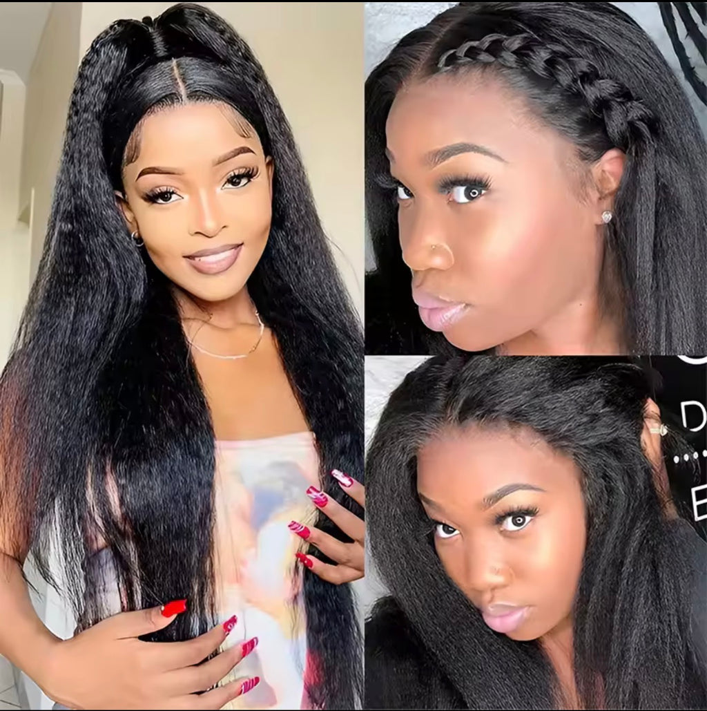 13x4 Kinky Straight Lace Front Wigs Human Hair For Women Yaki Straight Lace Front Wig Remy Hair Brazilian Virgin Human Hair Wigs,22 inch
