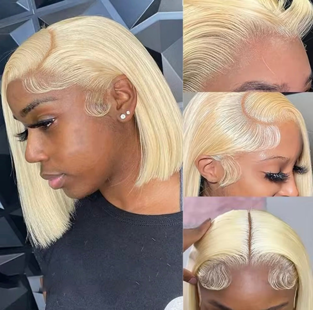 613 straight Bob wig Straight 13*4 Lace front Human Hair 200 density